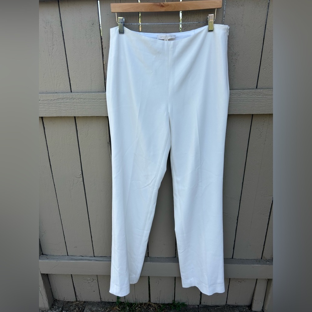 NWT Etcetera Purty White Straight Leg Pants Quiet Luxury Office Country Club 10